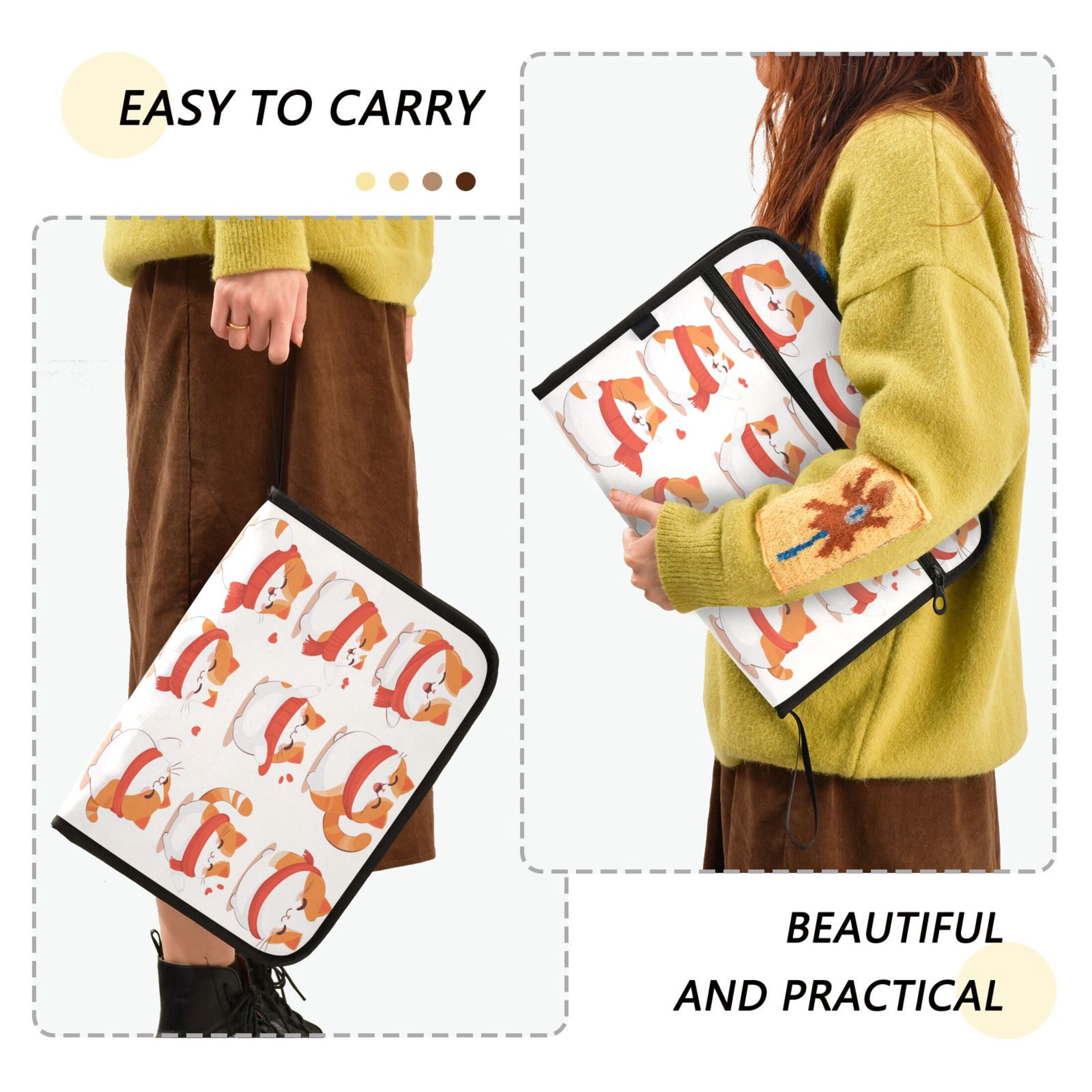 WOBOGO Chubby Cat Expanding File Folder Letter Size Accordion Filing Organizer 13 Pocket Separate Organ Pocket