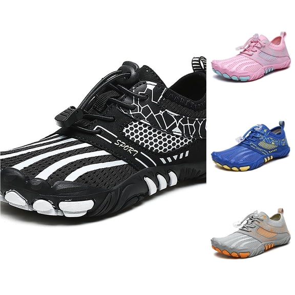 WEIGFI Toddler Baby Boys Girls Water Shoes Five Toe Barefoot Wide Toe Quick-Dry Beach Shoes Bright Color Lightweight Outdoor Sports Hiking Swim Pool Sneakers Daily Cute Footwear,Black,3-4 Years
