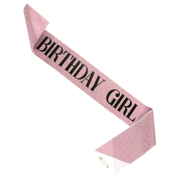 Satin Sash Glitters Sash with Black Words Birthday Sash Party Supplies for Birthday Party, Pink