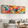 thumbnail image 2 of Large Framed Canvas Print Abstract Watercolor LandscapeWall Art Decorative Ready to Hang Painting for Living room Bedroom 60x20 inches Natural Frame, 2 of 7