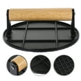 thumbnail image 5 of REACHISE Aluminum Alloy Burger Press Heavy-Duty Bacon Grilling Burger Smasher Grill Press with Wooden Handle, 5 of 9