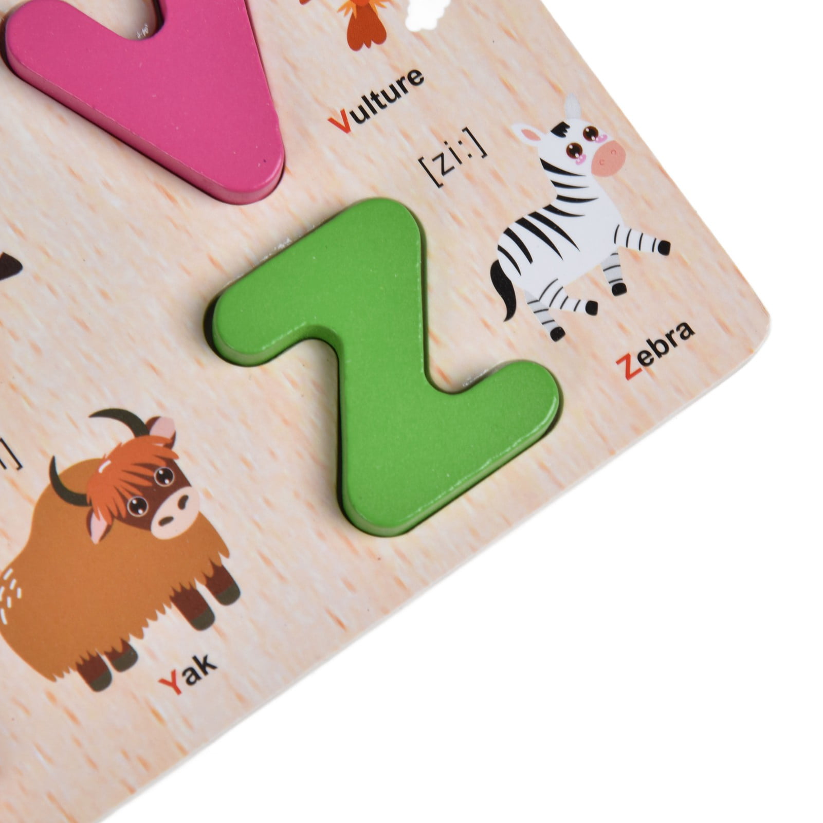 Alphabet Puzzle Wood Colorful Cartoon Pattern Preschool