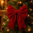 thumbnail image 2 of Deeceymbur Classic Red Burgundy Velvet Large Christmas Bow Ornament for Tree Wreath Door Wall Party Decor, 2 of 9