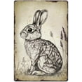 thumbnail image 1 of Letrero de hojalata con dibujo de conejito, lindo letrero de hojalata de metal de conejo, letrero de conejo en la hierba, letreros de metal de animales, arte de pared de metal vintage, 1 of 7