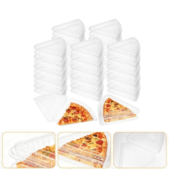 25 Count Plastic Pizza Slice Boxes Clear Plastic Take Out Containers Disposable Clamshell Dessert Containers Disposable Clamshell Boxes for Dessert Salad