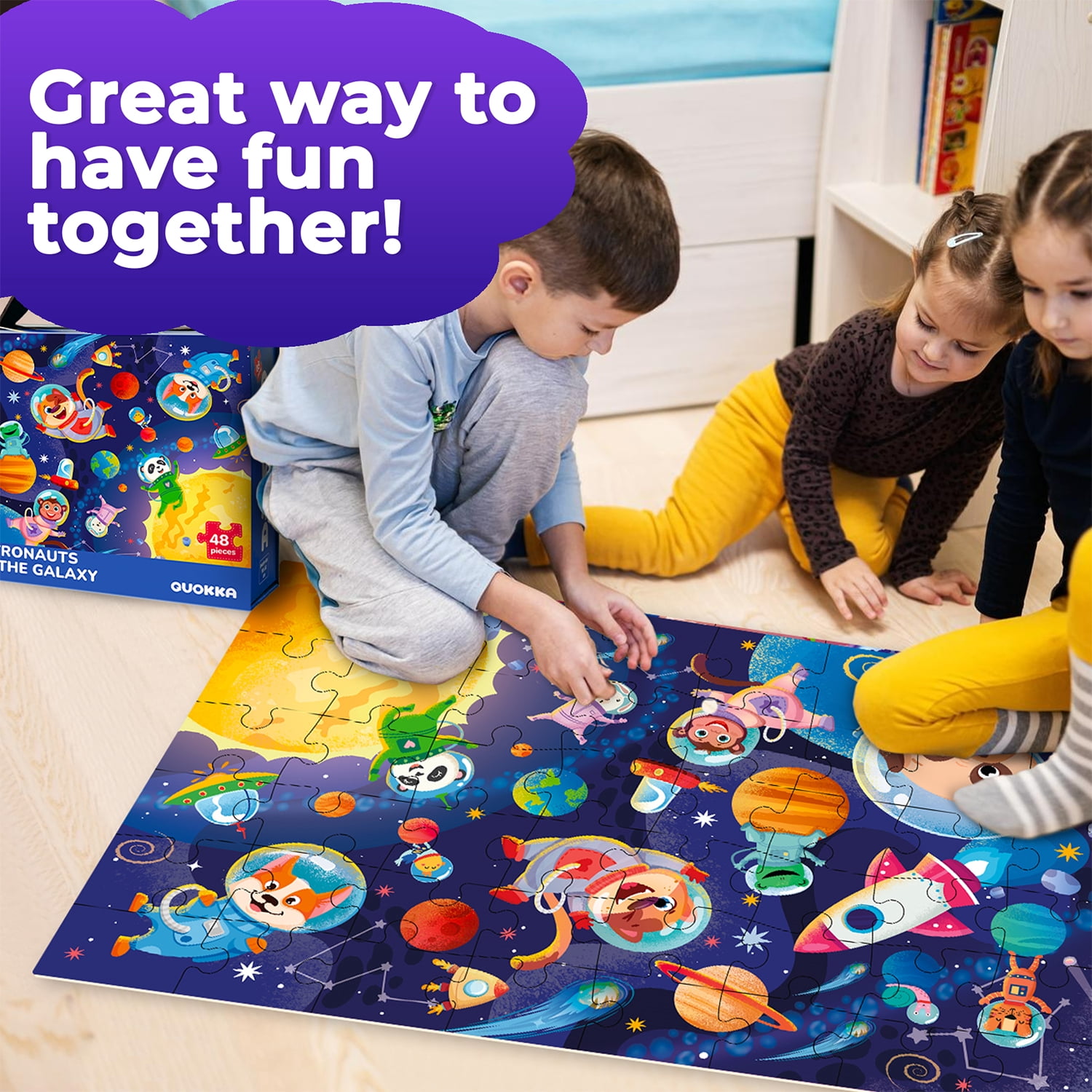QUOKKA Giant Kids Puzzles Ages 4 6 - Puzzle Toys Space - 48 Pieces Educational Puzzles for Toddlers