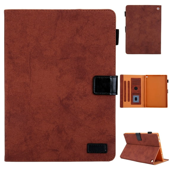 Dteck Fire HD 10 2021 Case - Folio PU Leather Smart Case Cover with Auto Wake/Sleep & Card Slots Compatible with All-New Amazon Fire HD 10 11th Generation / Fire HD 10 Plus 2021,Brown