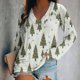 thumbnail image 2 of Camiseta de manga larga raglán con estampado navideño informal con cuello en V para mujer Pompotops FGAJ16169, 2 of 5