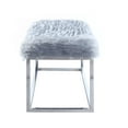 thumbnail image 4 of Chic Home Carolyn Fur Modern Luxe Chrome Metal Frame Ottoman Bench, Grey, 4 of 6