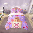 thumbnail image 2 of Erosebridal Cute Princess Musician Bed in a Bag Queen size, Colorful Bow-tie Bed Set, Butterfly Decor, Reversible, 2 of 5