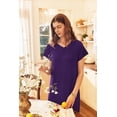 thumbnail image 3 of Oudiya Women's Nightgown Short Sleeve Loungewear Sleepwear Full Length Sleep Shirt with Pockets, M-4XL, 3 of 5