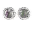 thumbnail image 1 of Gemelos redondos de cristal para hombre chapados en plata, 1 of 1