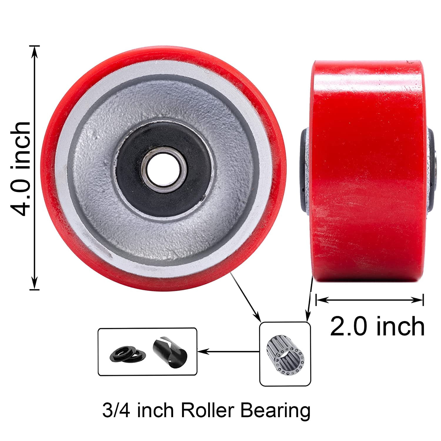 SY America Polyurethane Heavy Duty Casters Wheels- Industrial Casters Wheels Strong Load-Bearing Capacity Replacement for Swivel Outdoor Caster, Widely Used in Furniture,Luggage Carts, Set of (4) 4"