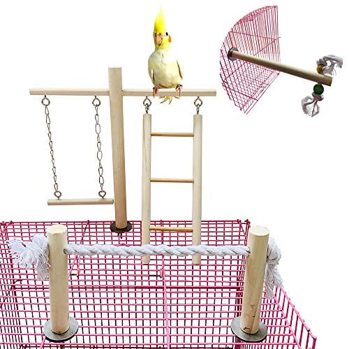 PINVNBY Parrot Climbing Ladder Swing Toy Natural Wood Bird Cage Play Gyms Playground Stand Rope Perch for Parakeet Cockatiel Conure Love Birds Finch African Grey Macaw Amazon Budgies in Nepal at NPR