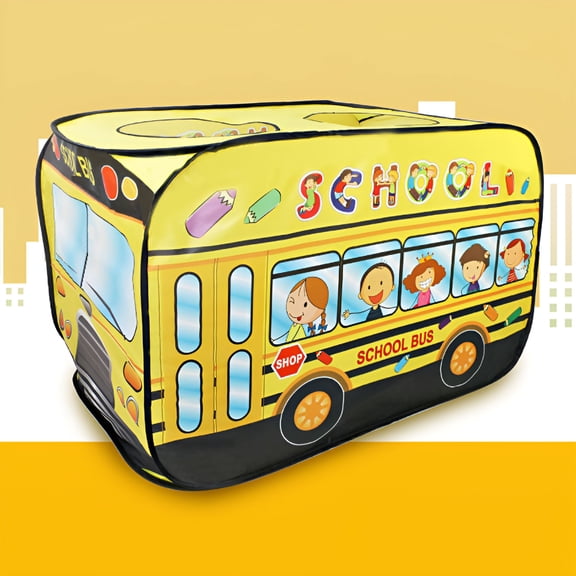 BESTSKY School Bus Play Tent for Kids, Portable Pop Up Indoor Outdoor Toy, Foldable Kids Tent with Carry Bag for Playroom, Backyard, Birthday Parties, Camping