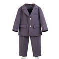 thumbnail image 2 of 2 Piece Boys Suits Set Kids Blazer Jacket and Trousers Wedding Outfit Formal Wear Purple 1-2 Years, 2 of 4