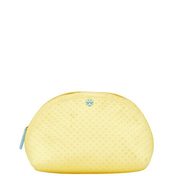 Pre-Owned Tory Burch logo pouch, cosmetic accessory case, yellow canvas, women's (Good)