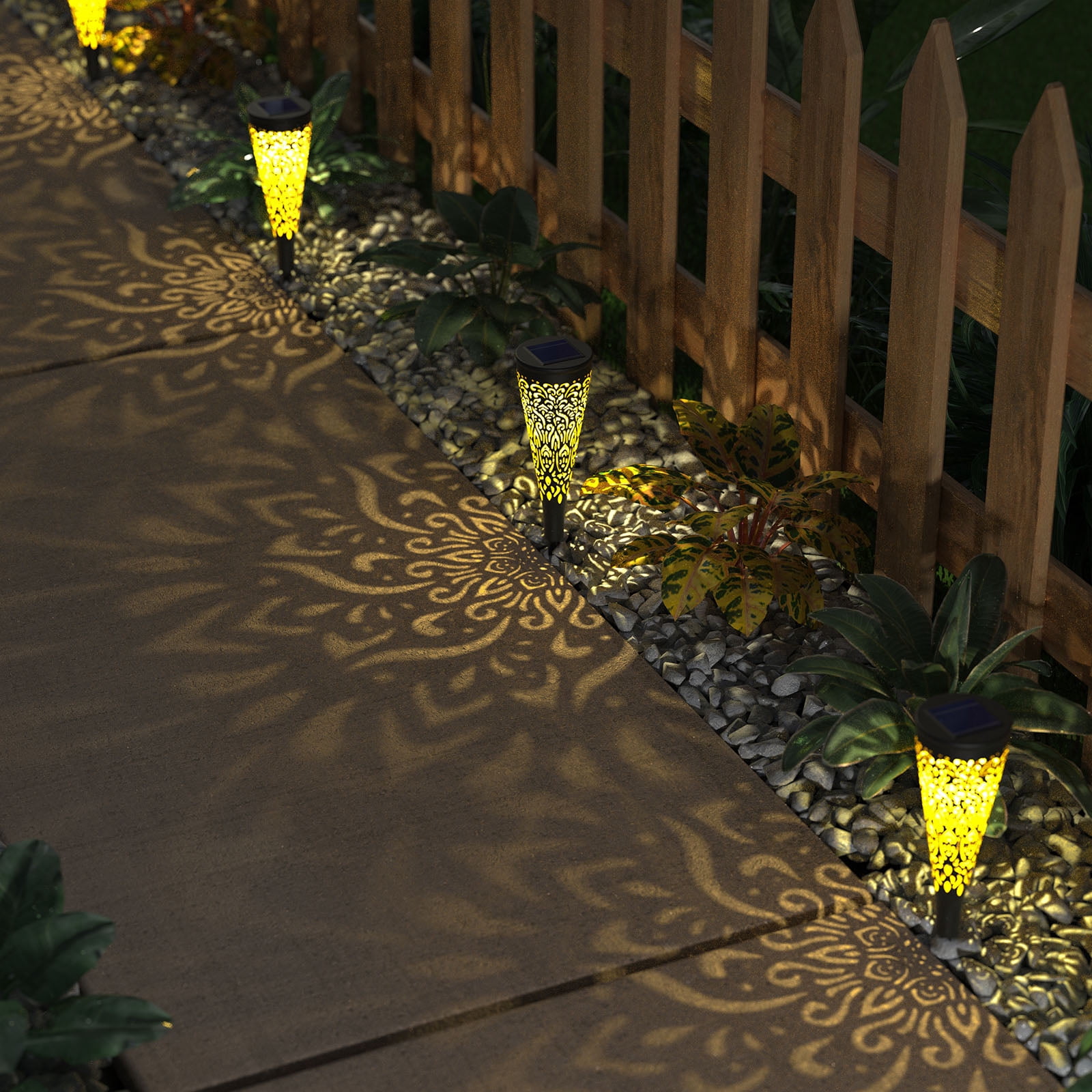 6 Pack Solar Lights Outdoor Garden Decorative Solar Garden Lights Waterproof Solar for Path Patio Backyard Walkway Yard Lawn Decor