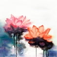 thumbnail image 2 of Atelier B Art Studio 15x15 White Modern Wood Framed Museum Art Print Titled - WATERCOLOR LOTUS FLOWERS, 2 of 4