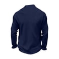 thumbnail image 7 of Men's Button Down Long Sleeve Shirt Turndown Collar Pullover Cotton Polyester Spandex Blend Solid Color Casual Top For Daily Office Work | Zenithor,Dark Blue M, 7 of 7