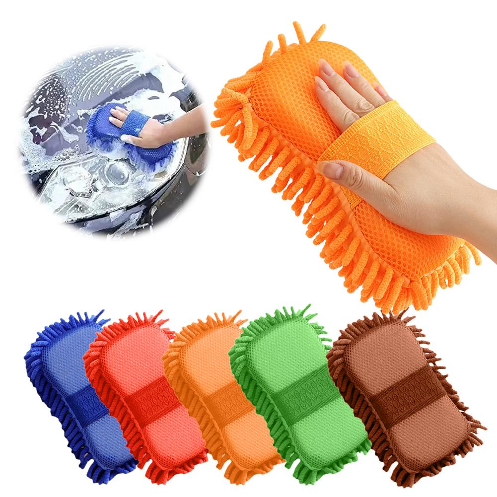 6 éponges Microfibre Pour Lavage Auto - 23x11x4 Cm - Douces, Non Rayantes - Couleurs Aléatoires - Absorption Maximale