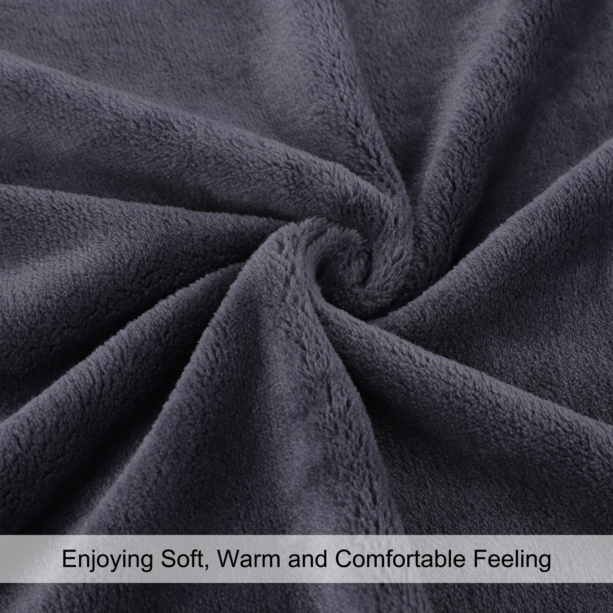 Unique Bargains Flannel Fleece Blanket Soft Wide Hemmed 50"x60" Slate Gray