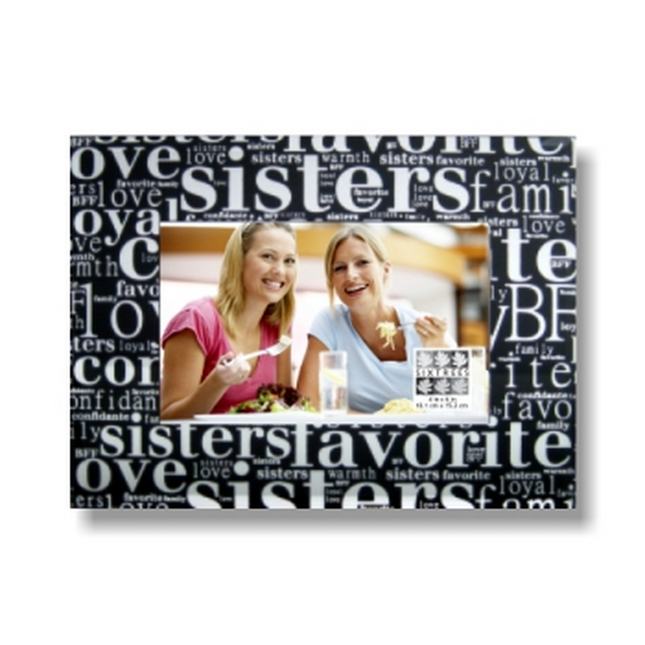 Sixtrees 4X6 Picture Frame, Sentiment FrameSisters Black Silver