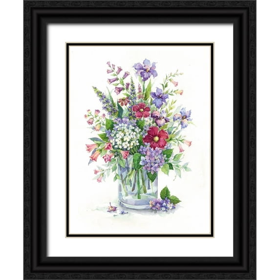 Vavilina, Elena 19x24 Black Ornate Wood Framed with Double Matting Museum Art Print Titled - Spring Flowers in Vase