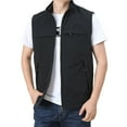 thumbnail image 2 of VNKIDY Men Outerwear Vests Lightweight Softshell Vest Outdoor Utility Travel Vest Outerwear Sleeveless Solid Color Standing Collar Jacket For Hiking Runing Soft Tops, 2 of 6