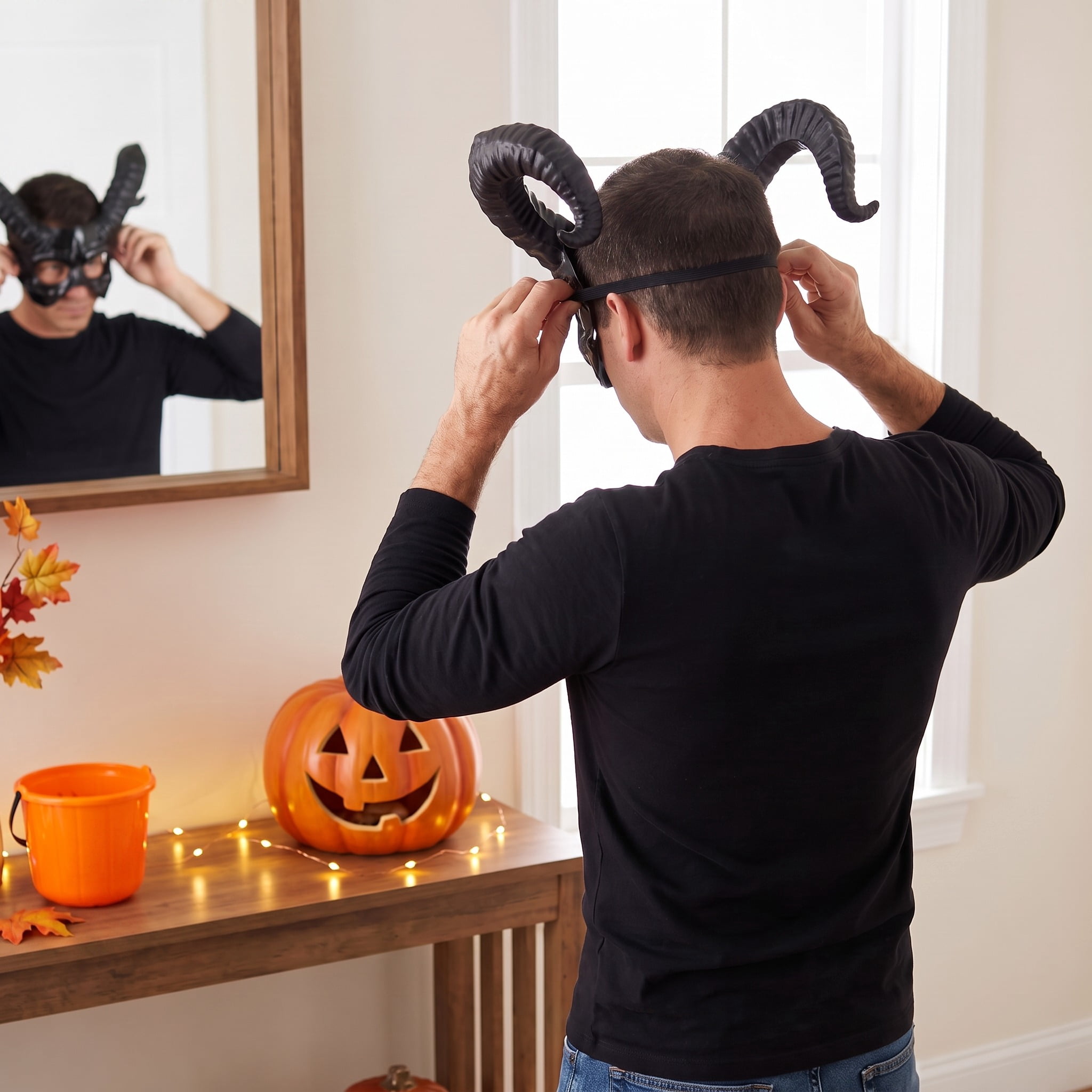 Ram Mask Costume Accessory for Adults, Black, Halloween by Way To Celebrate