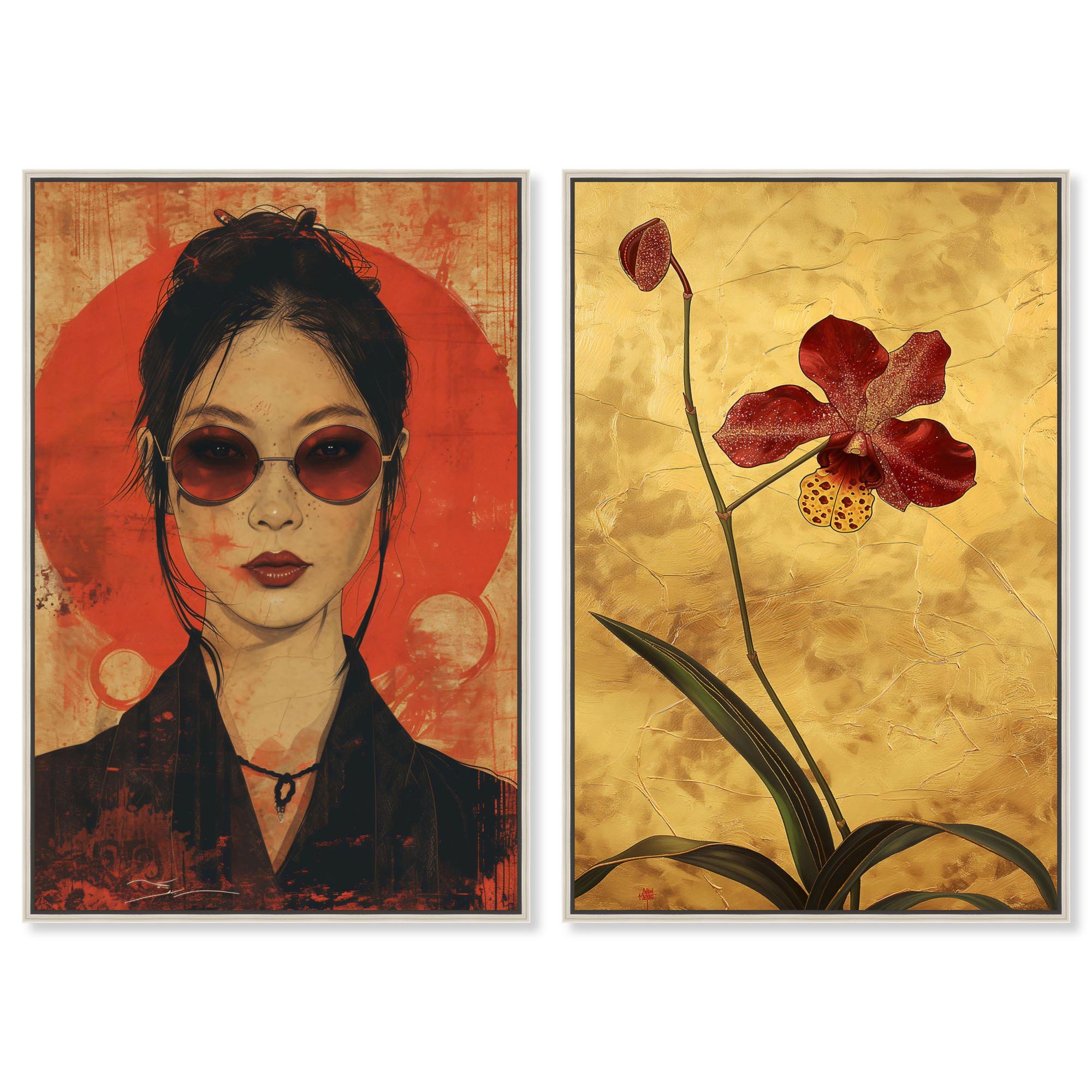 Urban Samurai Set Canvas Print Modern Livingroom Art Set by Art Remedy Silver Frame 10 x 15