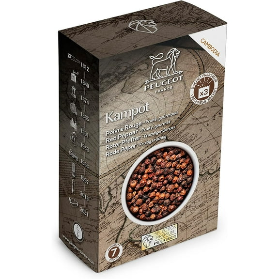 Peugeot Kampot Red Peppercorns from Cambodia, 60g - 3 fresh sachets of 20g