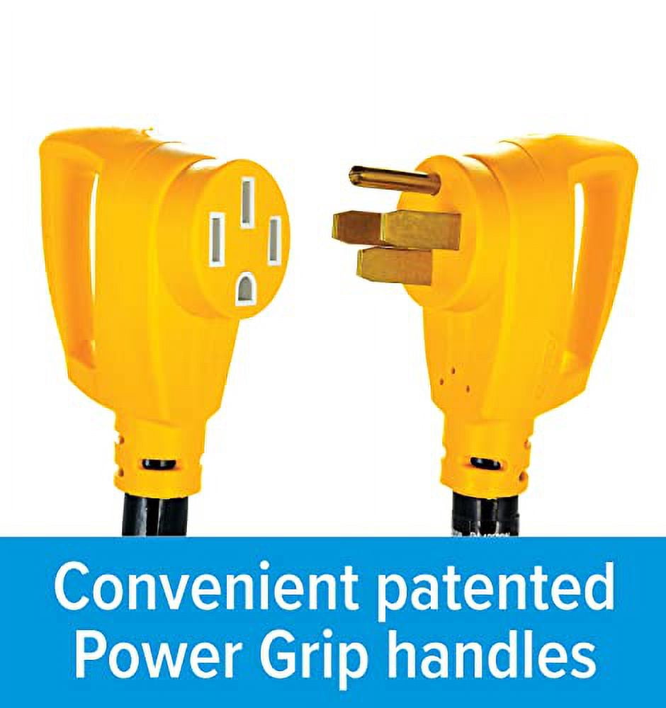 Camco Power Grip 50-Amp 50-Foot Camper/RV Extension Cord | Features Copper 6/3 + 8/1-Gauge Wires & Rated for 125/250 Volts/12,500 Watts (55199)