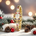 thumbnail image 3 of Vintage Women's Dress Watch Colorful Crystal Oval Bracelet Ladies Small Dial Quartz Waterproof Dainty Wrist Watch Adjustment Tool Included, 3 of 9
