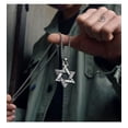 thumbnail image 2 of Hexagram Dije Collar para Hombre, Playera hip-hop retro punk Dije Largo Suéter Accesorio Cadena Dije, Plata, 2 of 8