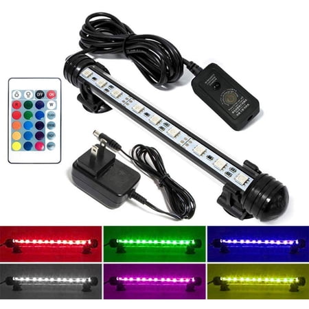 LED Aquarium Light, Wireless Remote Control Fish Tank Light,RGB Colored Changing,Brightness Adjustable,Underwater Submersible LED Light