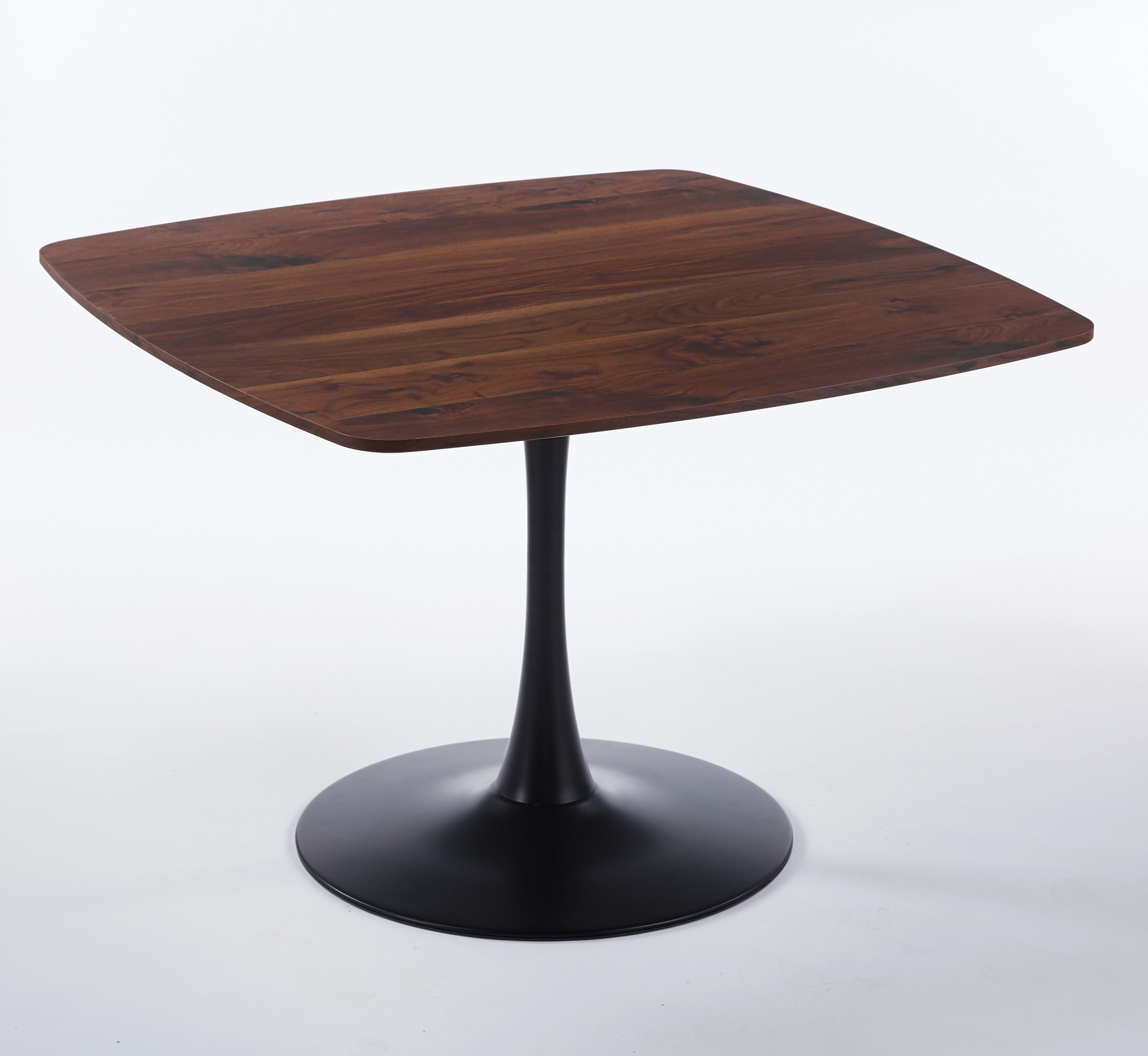 Euroco 42" Wood Dinning Table for 4 ,Mid-Century Tulip Table with Metal Pedestal Base,Modern Leisure Table for Small Space Kitchen Dining Room,Walnut