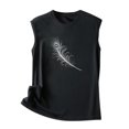 thumbnail image 1 of Gibobby Mujeres Verano Sin Mangas Cuello Redondo Pluma Impresión Tank Tops Casual Camisetas Blusa Top(Negro,XG), 1 of 3