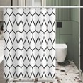 thumbnail image 2 of 1 Cortina de ducha de tela de poliéster moderna para baño - Lavable a máquina y resistente al agua - 71" x 7" (180x180cm) - Negro/Blanco JAMW Sencillez, 2 of 5