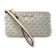 Michael Kors Women's Large Top Zip Wristlet In Signature Powder Blush Vanilla Multi