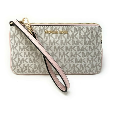 Michael Kors Women's Large Top Zip Wristlet In Signature Powder Blush Vanilla Multi
