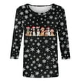 thumbnail image 5 of asdoklhq Christmas Long Sleeve Shirts for Women Ladies' Christmas Printed Round Neck Three Quarter Sleeve 3/4 Sleeve T-shirt Loose Top Long Sleeved Round Neck Top/shirt Multicolor S, 5 of 5