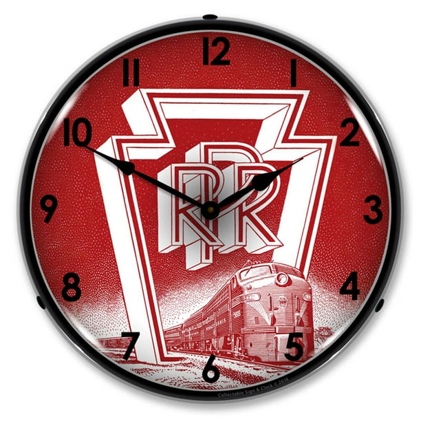 Pennsylvania Railroad LED Wall Clock, Retro/Vintage, Lighted, 14 inch