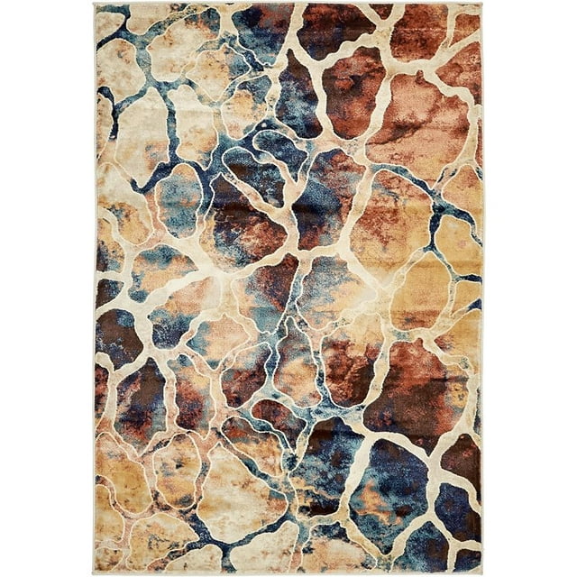 Unique Loom Mystic Modern Rustic Area Rug 4' x 6' Rectangle Beige/Navy Blue