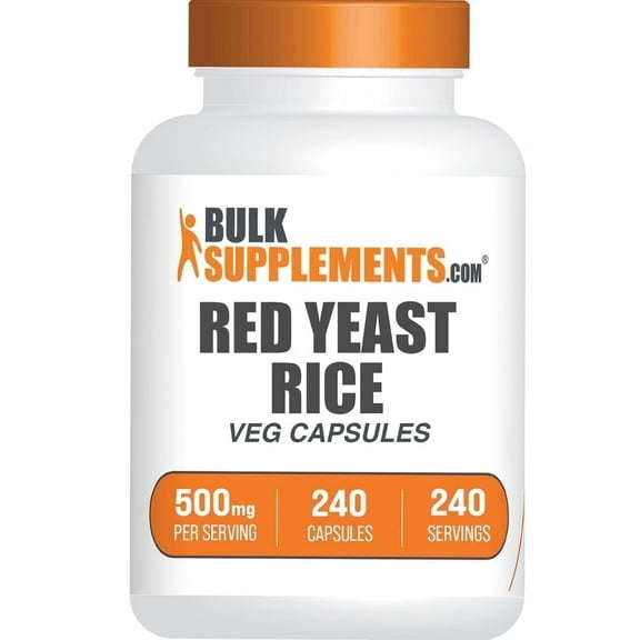 BulkSupplements Red Yeast Rice Capsules - Vegan, 500mg per Serving (240 Capsules - 240 Servings)
