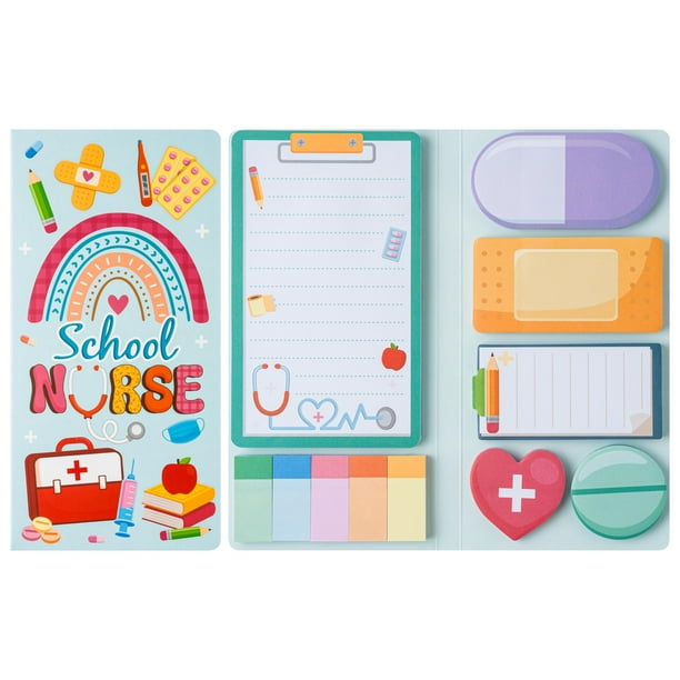 Set de notas adhesivas con tema médico de dibujos animados de enfermera escolar Xqumoi