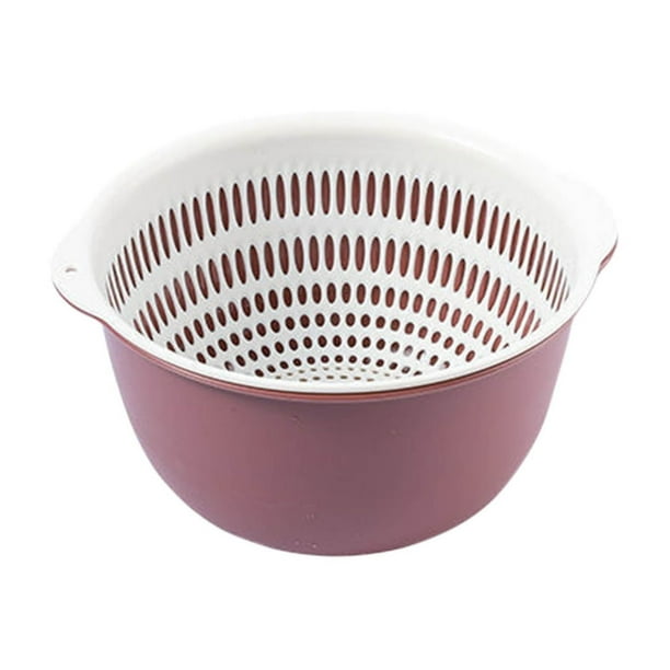 Cesta para Lavar Verduras de Doble Capa | Colador de Drenaje de Plástico con Asas | Colador Multiusos para Lavar Frutas y Verduras | Escurridor de Cocina para Cocinar y Preparar Alimentos En Casa