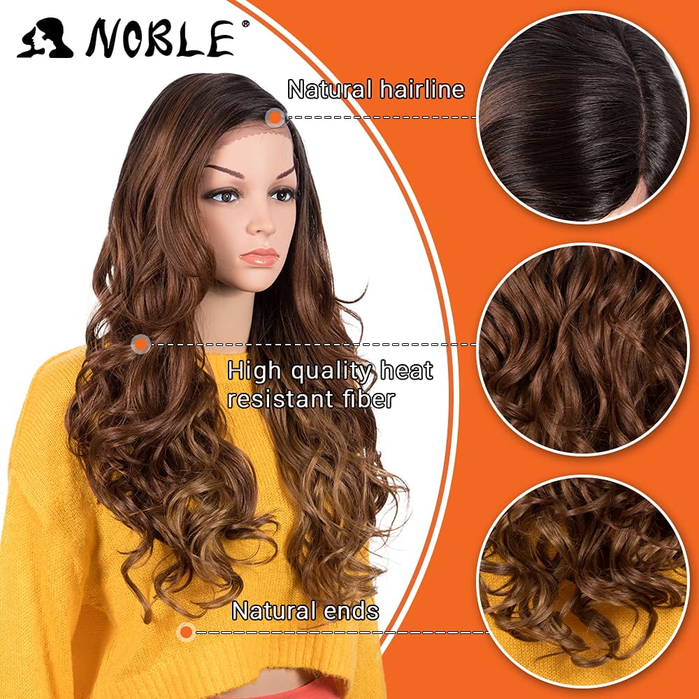 Long Curly Lace Front Wigs Side Part 22 inch Tousled Body Wave Wig for Women Colorful Synthetic Auburn Wigs Walmart