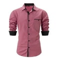thumbnail image 2 of WREESH Men's Dress Button Down Shirts Casual Hollow Out Solid Color Short Sleeve Turndown Collar Shirts Stylish Tops Pink, 2 of 4