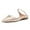 Champagne Satin, variant on Women Comfortable Pointy Close Toe Flat Low heel Sandals Ankle Buckle Strap Slip On Slides Ladies Casual Mules Shoes Size 16 Pink Crystals